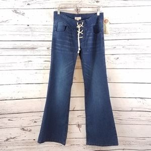 Olsenboye Jeans Women's Size 3 Blue Wide Leg Flare Lace Front